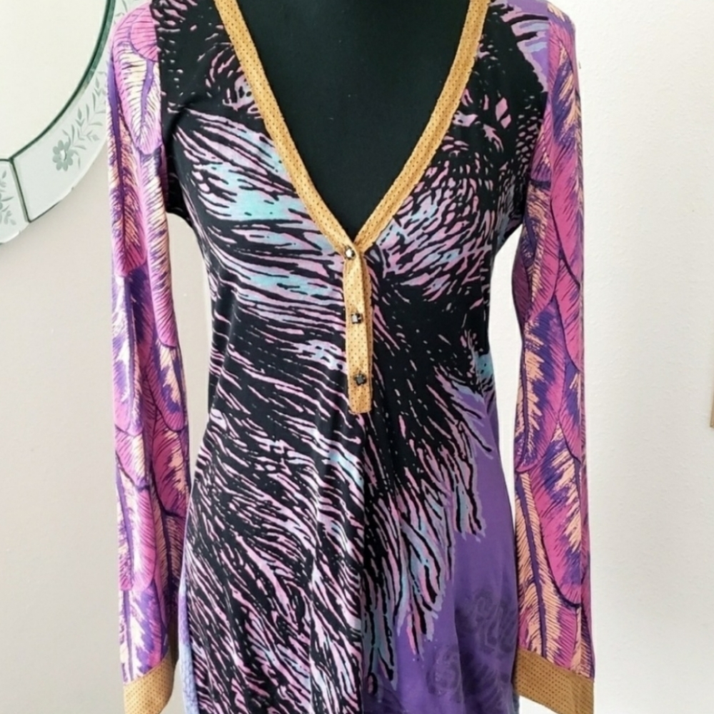 Custo Bodycon Dress Feather Snakeskin